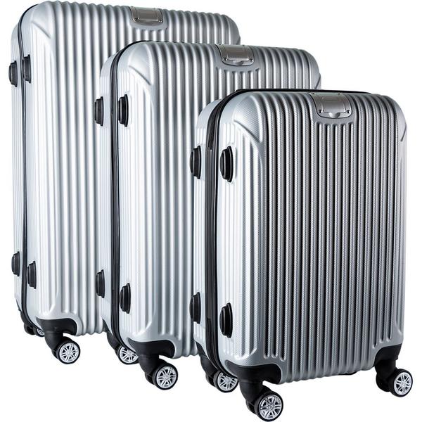 Star | Hard Case 3'lü Lüks Bavul Seti | 360° Dönen Tekerlekli | Gümüş | TSA Kilitli | GP-0064-silver