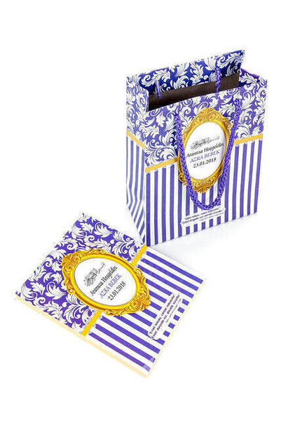 Yasin Kitap - Bag Size - 128 Pages - Special Name Label - Cardboard Bag - Rosary - Purple Color - M