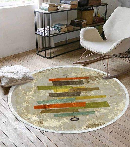 Birkilim Yuvarlak Yıkanabilir Dekoratif Halı İpeksi Kaymaz Taban | MLN-IP-YU-SD-371
