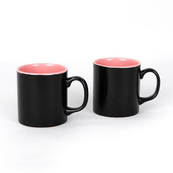 كوب أسطواني أسود غير لامع / وردي 9 سم قطعتين | كيراميكا