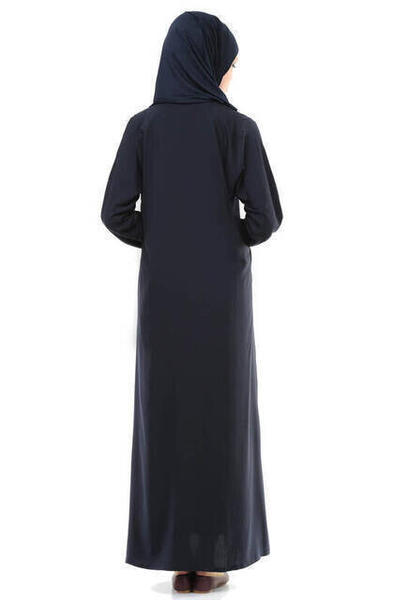 İhvan 5008-2 Lacivert Pratik Kendinden Örtülü Namaz Elbisesi