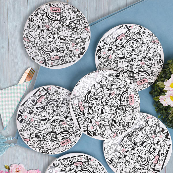 Doodles Ege Service Plate 26 Cm 6 Pieces | Keramika