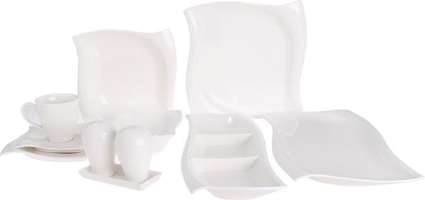 Bricard 66 Parça Porselen Yemek Takımı Sade S-Form | Beyaz | 12 Kişilik