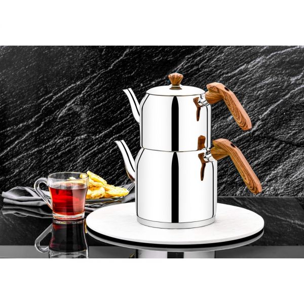 Oz Leben | Azra Holzgriff schlichte Teekanne 1200-1600 ml