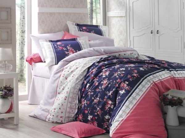 Classic Ranforce Aruna v1 Navy Blue Single Duvet Cover Set