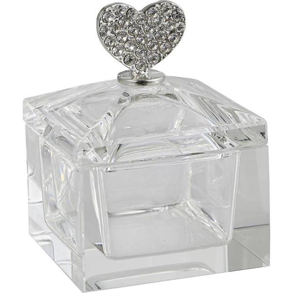 Dekonaz Cam Kristal Kulplu Kalpli Yüzük Kutusu