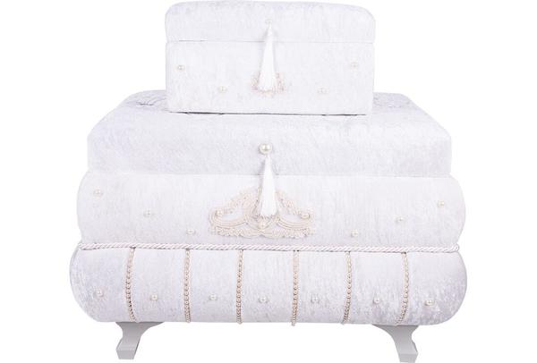 Dekonaz 2'li Dantel İnci Süslemeli Çeyiz Sandığı By-sdk-0015