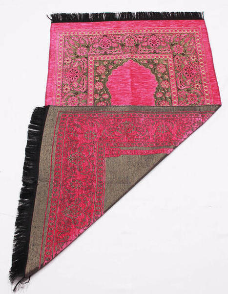 Luxury Mihrab Thick Chenille Prayer Rug - 0230 - Pink Color