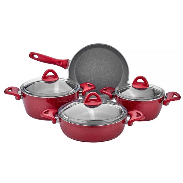 Öz Life | Hüma 7 Parça Kırmızı Granit Set