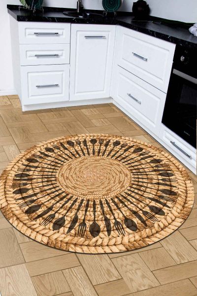 Birkilim Yuvarlak Yıkanabilir Dekoratif Halı İpeksi Kaymaz Taban | MLN-IP-SD-328