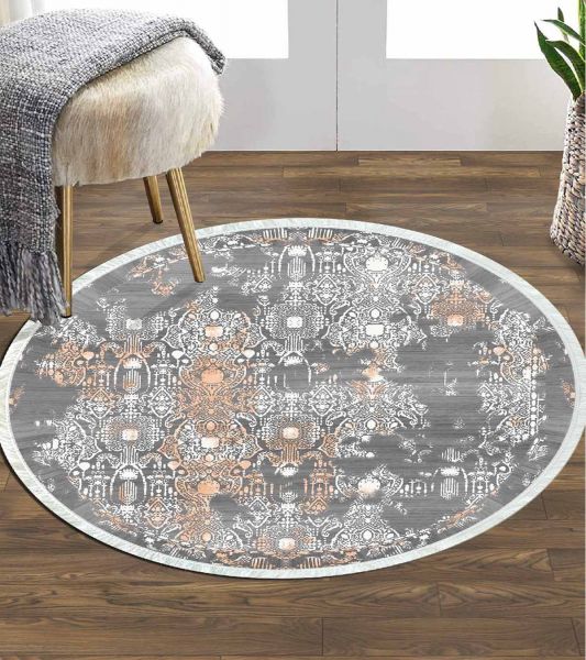 Birkilim Yuvarlak Yıkanabilir Dekoratif Halı İpeksi Kaymaz Taban | MLN-IP-YU-HY-945