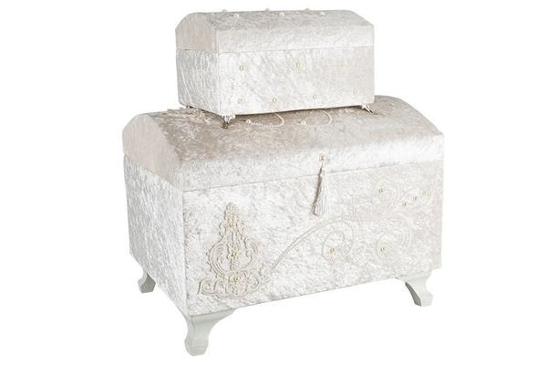 Dekonaz 2'li Süslemeli Çeyiz Sandığı | Beyaz | By-sdkast07w