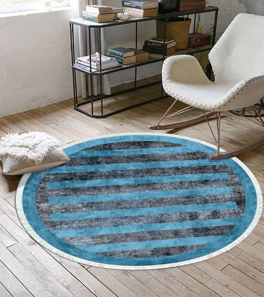 Birkilim Yuvarlak Yıkanabilir Dekoratif Halı İpeksi Kaymaz Taban | MLN-IP-YU-SD-249