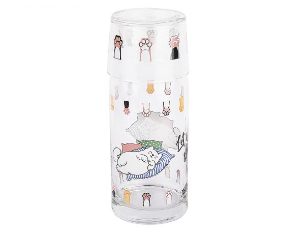 008-01-SLEEPY CAT DESENLİ BAŞUCU SÜRAHİSİ SETİ