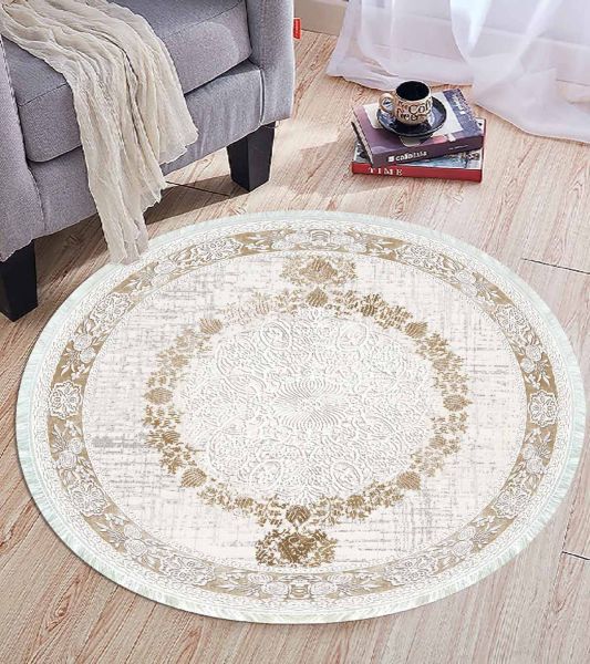 Birkilim Yuvarlak Yıkanabilir Dekoratif Halı İpeksi Kaymaz Taban | MLN-IP-YU-HT-503