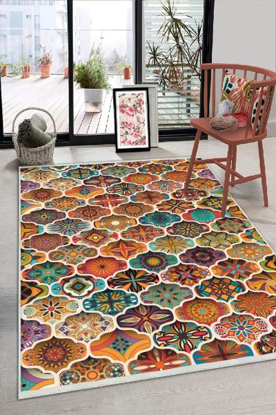 Birkilim Yıkanabilir Dekoratif Halı İpeksi Kaymaz Taban | MLN-IP-HS-350