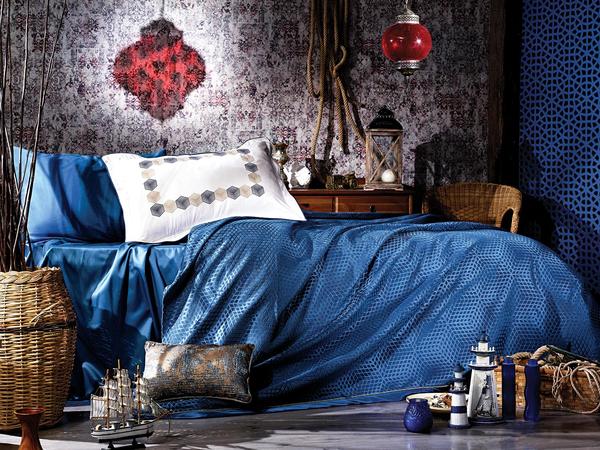 Kumsal Tek Kişilik Pike Takımı İndigo Mavi