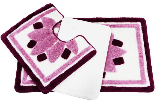 Taç Comfort Lüks Aliva Banyo Halı Seti | 3 Parça | Mor