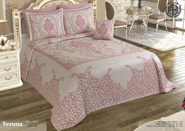 Arkur Lady London Collection Verona Exclusive Lüx Jumbo Yatak Örtüsü | Pembe