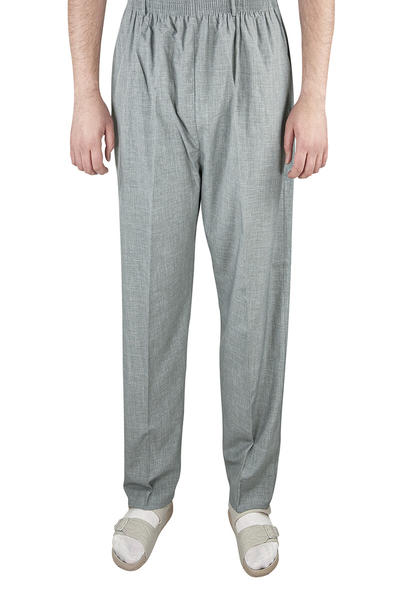 Yazlık Keten Lastikli Bel Şalvar-Pantolon Gri