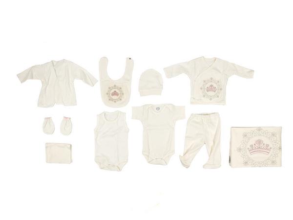 Crown Hastane Çıkışı Bebek Zıbın Seti 10 Parça Pembe