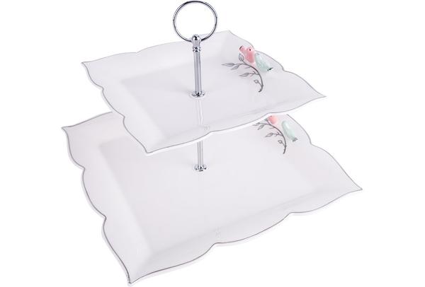 Dematex 2 Katlı Porselen Servis Tabağı | Kare | DTX-52-KARE