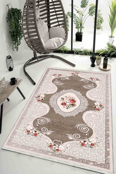 Birkilim Yıkanabilir Dekoratif Halı İpeksi Kaymaz Taban | MLN-IP-HK-054