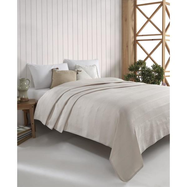 Gökyüzü Dantelli Pike Çift Kişilik Bej