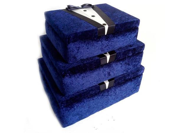 Damat Figürlü 3 Lü Çeyiz Sandığı Lacivert