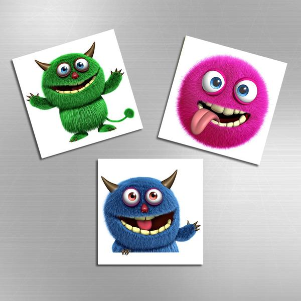 3tlg | Kühlschrankmagnete | Zeichentrickfiguren | Die Monster AG 2 | Dekoartikel | Grün & Rosa & Blau | MAG-1051