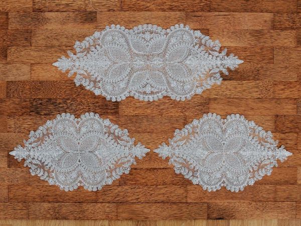 Ensemble de Chambre à Coucher Brodé Cordon Verna Argent