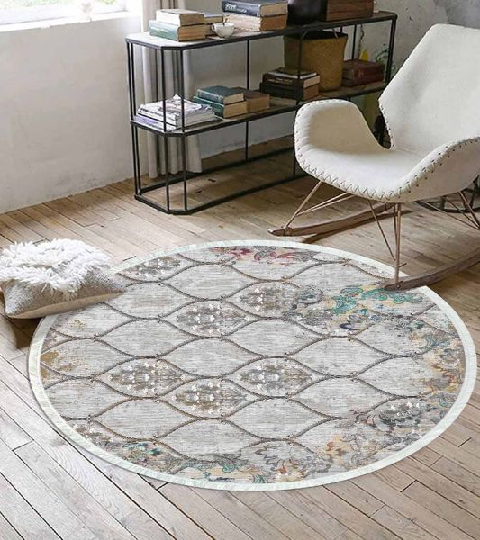 Birkilim Yuvarlak Yıkanabilir Dekoratif Halı İpeksi Kaymaz Taban | MLN-IP-YU-HT-296