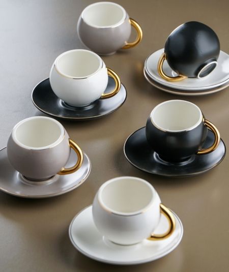 6Lı Porselen Kahve Fincan Takımı