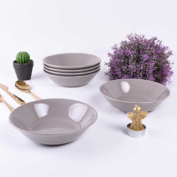 Açık Gri Hitit Yemek Tabağı 18 Cm 6 Adet | Keramika