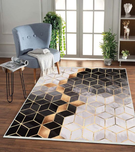 Birkilim Tapis Décoratif Lavable Soyeux Base Antidérapante | MLN-IP-HT-322