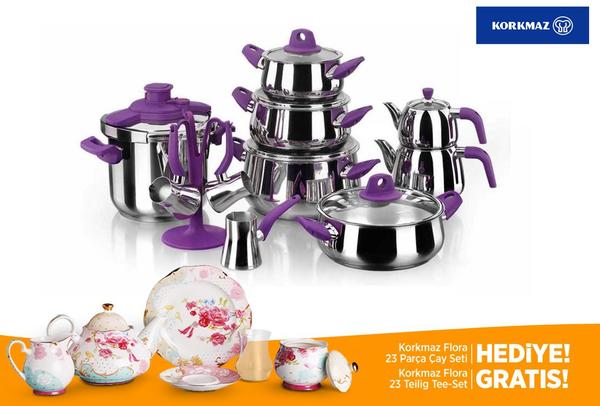 Korkmaz Erguvan Hyper Mutfak Çeyiz Seti | 18 Parça | Mor | A1742
