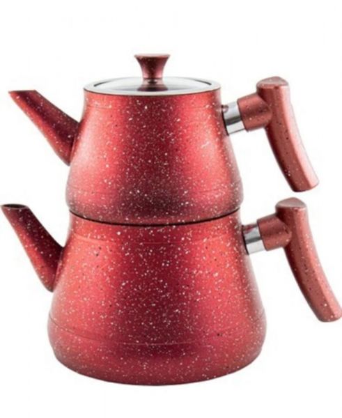 Asaf | Fatih Home Bakalit Kulplu Granit Kırmızı Çaydanlık