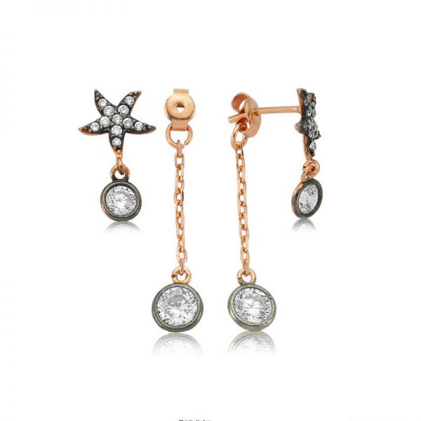 Gümüş Zincirli Deniz Yıldızı Küpe