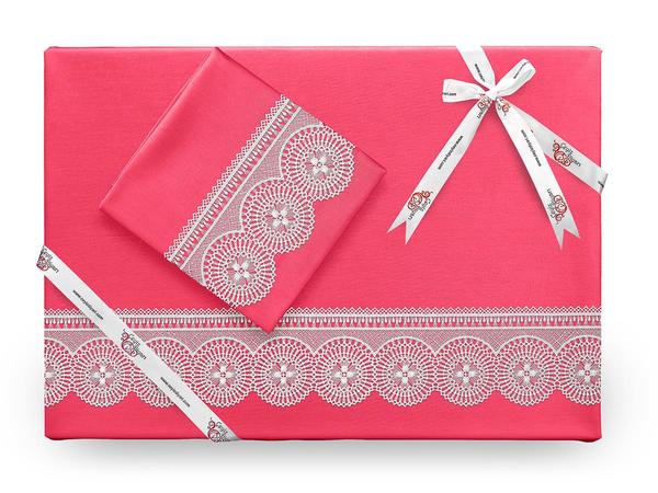 Birella Plain Französisch geschnürten Bettbezug Set Granatapfel Blume