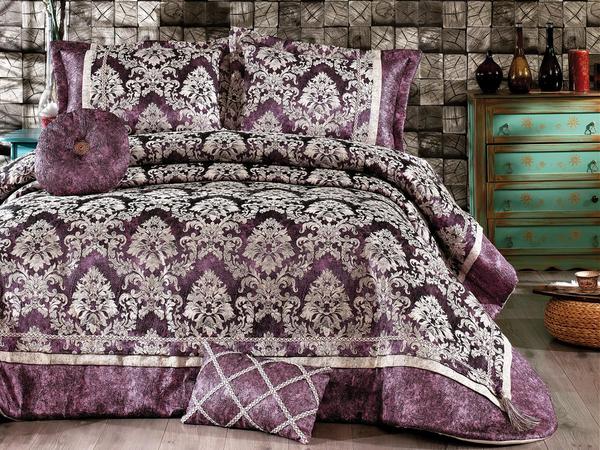 Osmanlı Çift Kişilik Yatak Örtüsü Mürdüm