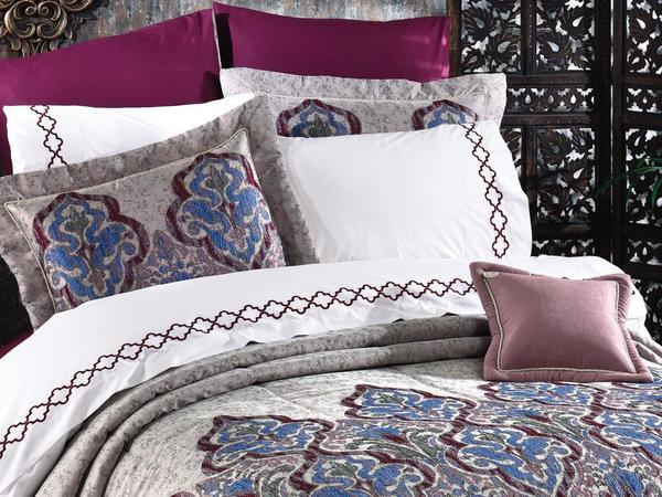 Couvre-lit avec housse de couette double Kemer Bleu bordeaux