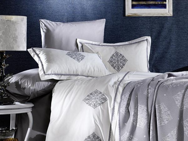 Ensemble de mariée brodé Dowery Adenya Gris