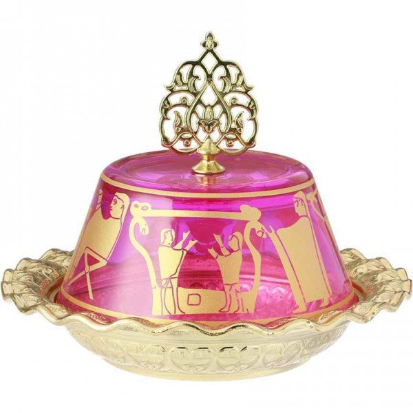 Lina Zuckerdose mit Deckel Rosa Hieroglyphisch gemustert