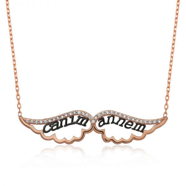 Gümüş Melek Canım Annem Bayan Kolye