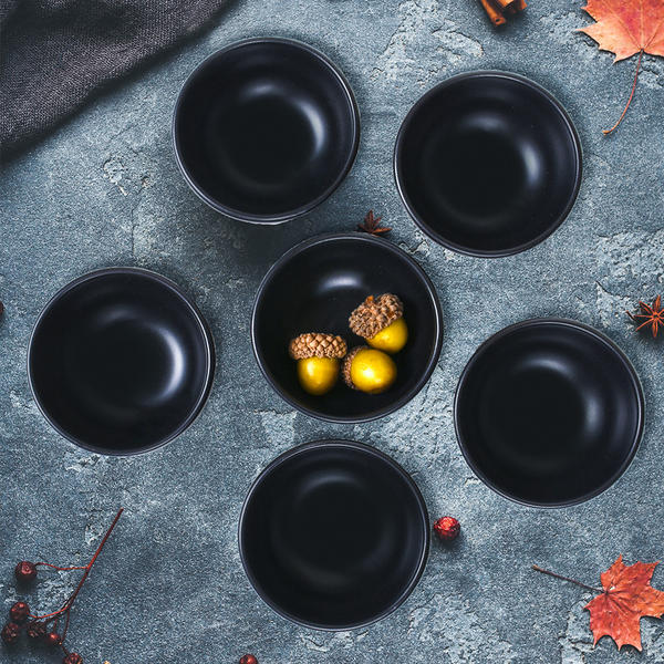Bulut Matte Black Snack / Sauce 8 cm 6 Stück | Keramika