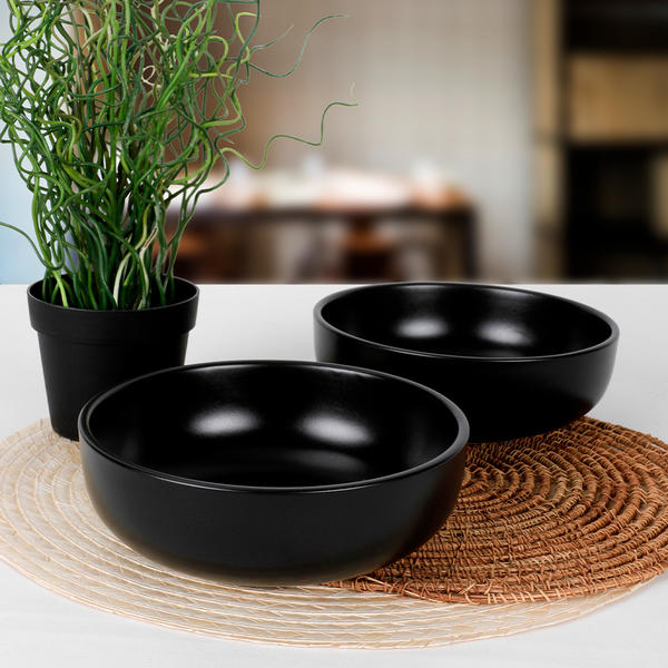 Mat Siyah Kera Salata Kasesi 18 Cm 2 Adet | Keramika