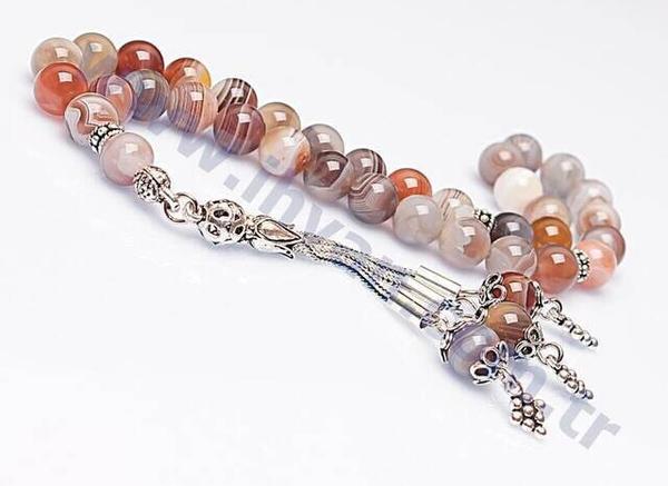 Achat Stein Rosenkranz (925 AYAR SILBER)