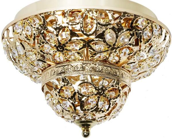 Bayimpex Otantik Tavan Avizesi Metal Kristal İşlemeli | Ampullü | Altın