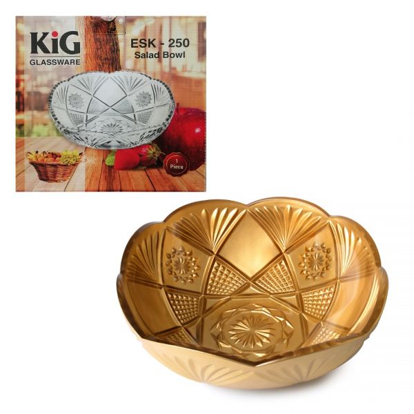 ESK-250 وعاء زجاجي من الذهب ديلك 25 سم | IPEK-33038GL