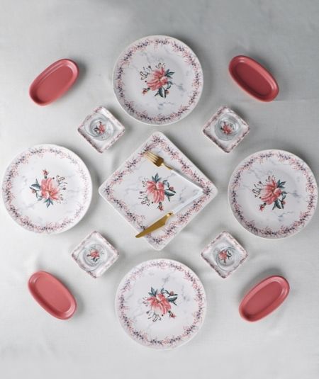 مطبخ اكار | طقم فطور سيراميك 17 قطعة من مانجوليا